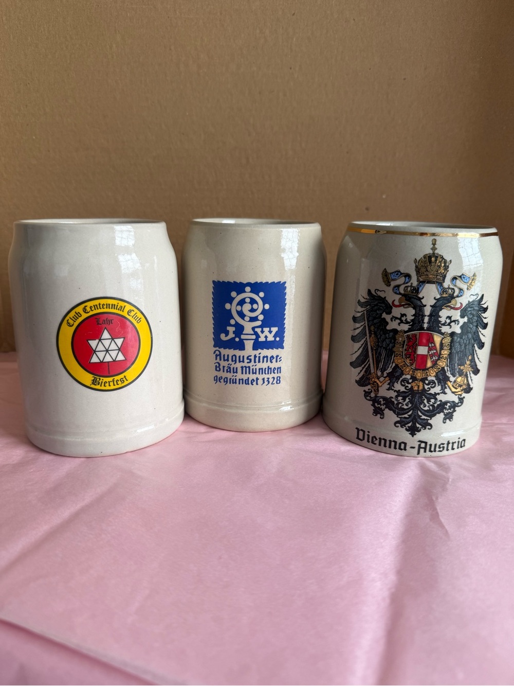 Vintage European Beer Stein Set- Munich, Vienna, Lahr Germany (3 Pcs) Beer Mugs